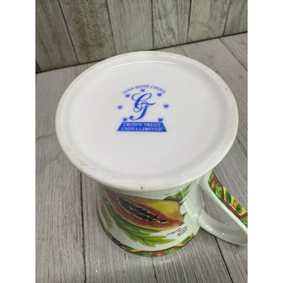 Vtg Crown Trent Fine Bone China Fruit Set of 2 Mugs Kiwi Papaya Pomegranate Fig - Picture 6 of 16